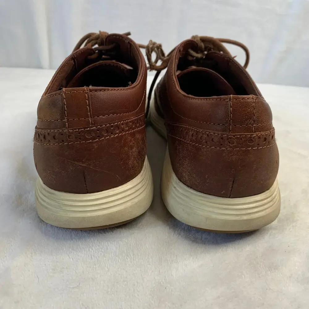 Cole Haan Mens Sz 10 Brown Leather Sneaker Brogue Oxford Dress Shoes Foam Sole